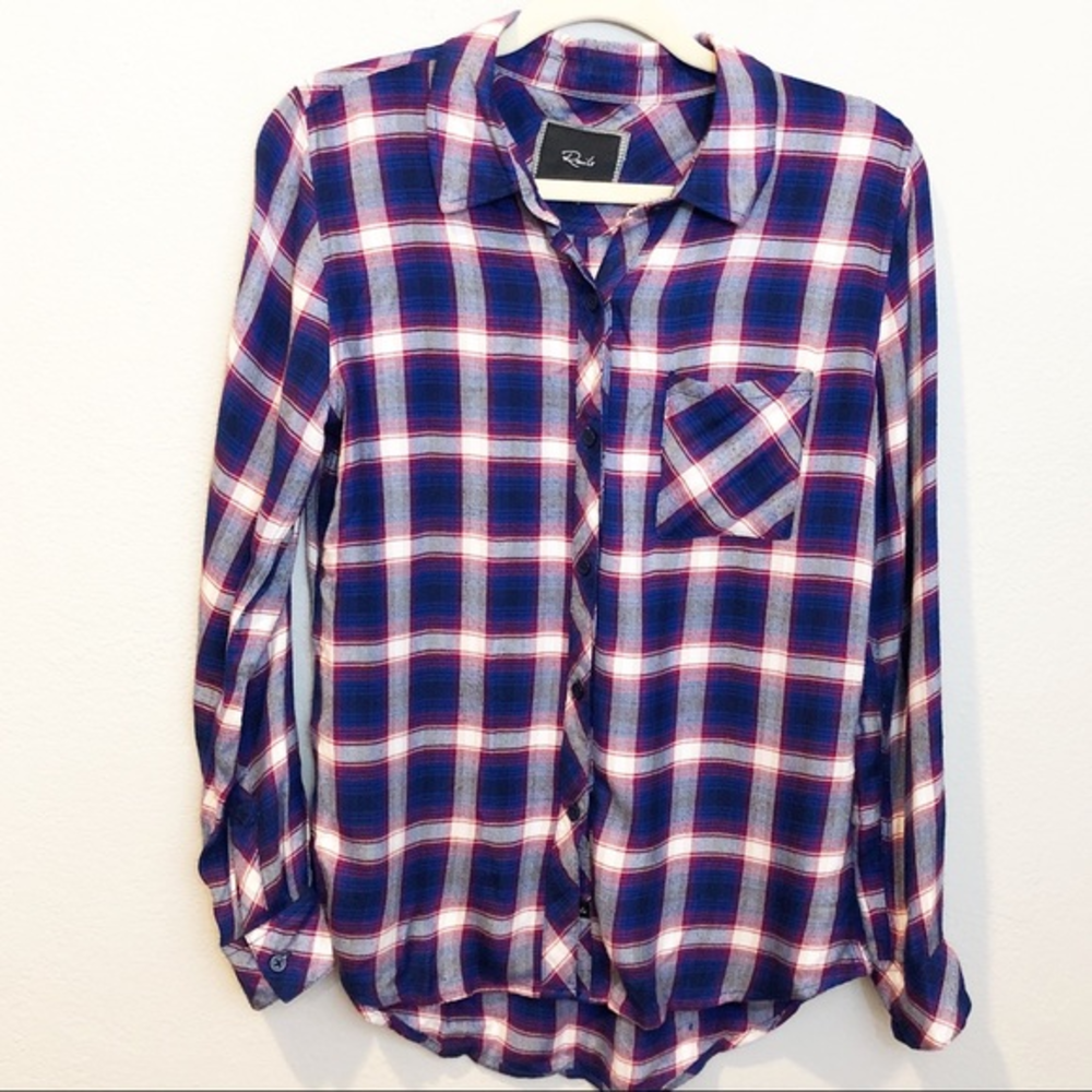Rails Hunter Plaid Button Down Shirt‎ Blue Red White Rayon Small